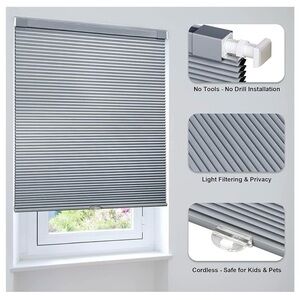 LazBlinds Cordless Cellular Shades, No Tools No Drill Blackout Honeycomb shade